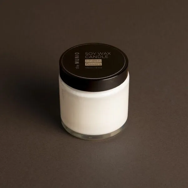 Munio Candela Munio Candela kleine Bio-Sojawachskerze mit Duft im Glas, Lindenblüte, – Produktbild 1 von 2