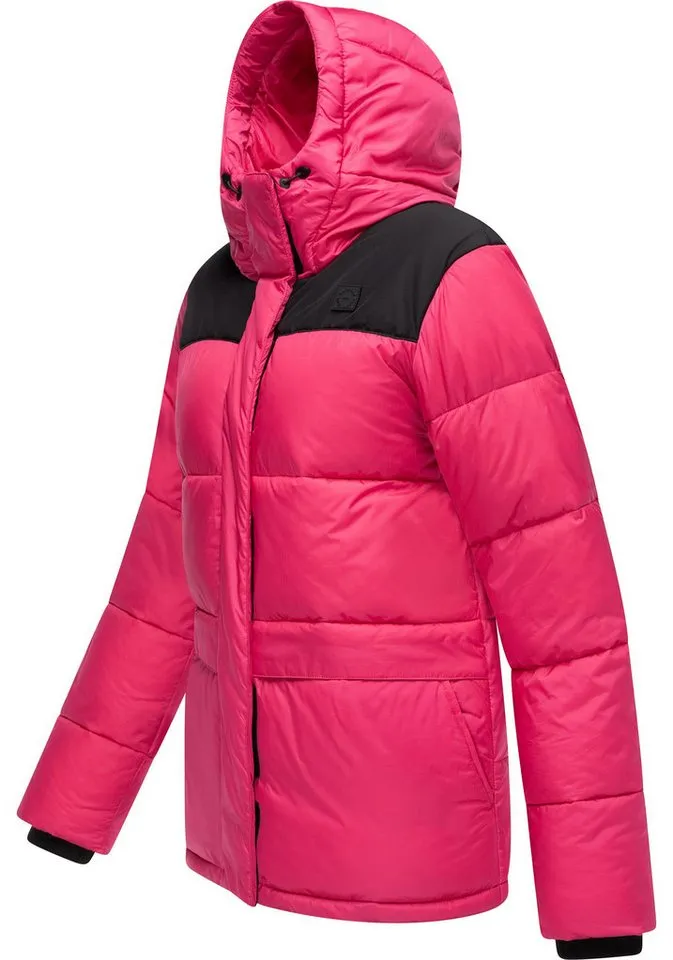 ragwear ragwear Anorak Wikesh stylische Winter Steppjacke mit Colourblocking, Rosa, – Produktbild 3 von 5