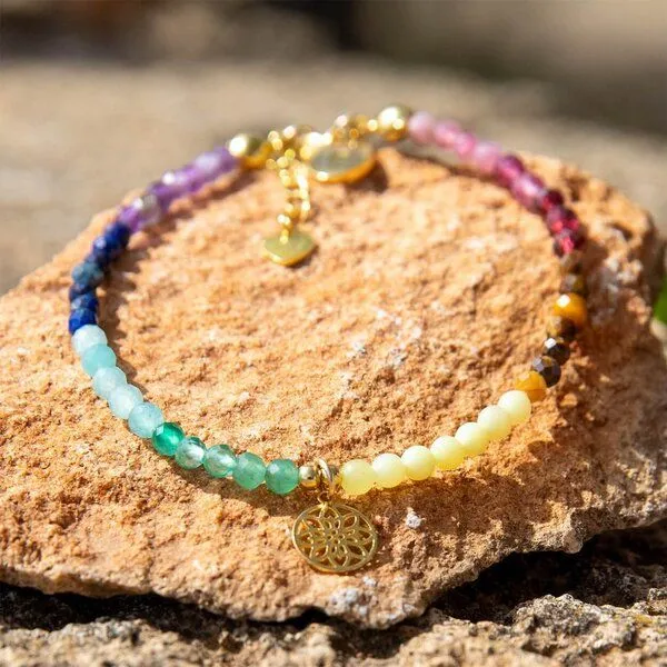 Divasya Divasya Chakra Armband aus Natursteinen, Gold, – Produktbild 1 von 4