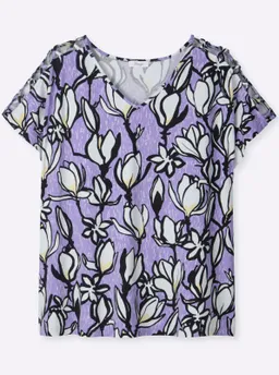 sheego V-Shirt flieder-ecru-bedruckt – Produktbild 1 von 1