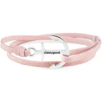 Classygood. Classygood. Anker Armband Edelstahl - Silber - Alcantara-Leder Band, Rosa, – Produktbild 1 von 1