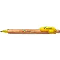 Memo PEFC-zert. Holz-Druckkugelschreiber 'Prisma wood' gelb trans. Funktion – Produktbild 1 von 1