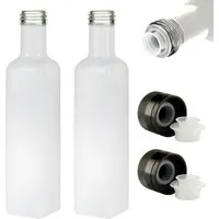 mikken mikken 2er Set Ölflasche mit Ausgießer 250 ml Glasflaschen matt schwarz / glänzend weiss inkl. 2 Etiketten – Produktbild 1 von 1