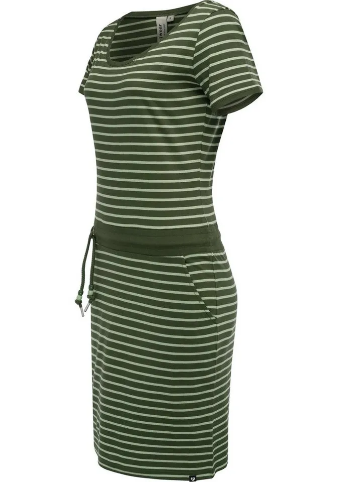 ragwear ragwear Sommerkleid Baomi gestreiftes Damen Minikleid mit Taillenkordel und Taschen, Grün, – Produktbild 2 von 2