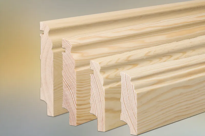 woodstore24 Sockelleiste Kiefer für Parkett und Massivholzdielen, Berliner Profil, 120 x 20 mm, klar lackiert, fallende Längen 100 - 290 cm – Produktbild 1 von 1