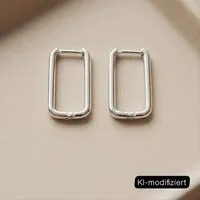 ELEKTROPULLI ELEKTROPULLI Geschlossene Rechteck Creolen ca. 20 mm x 13 mm, Silber, – Produktbild 1 von 1