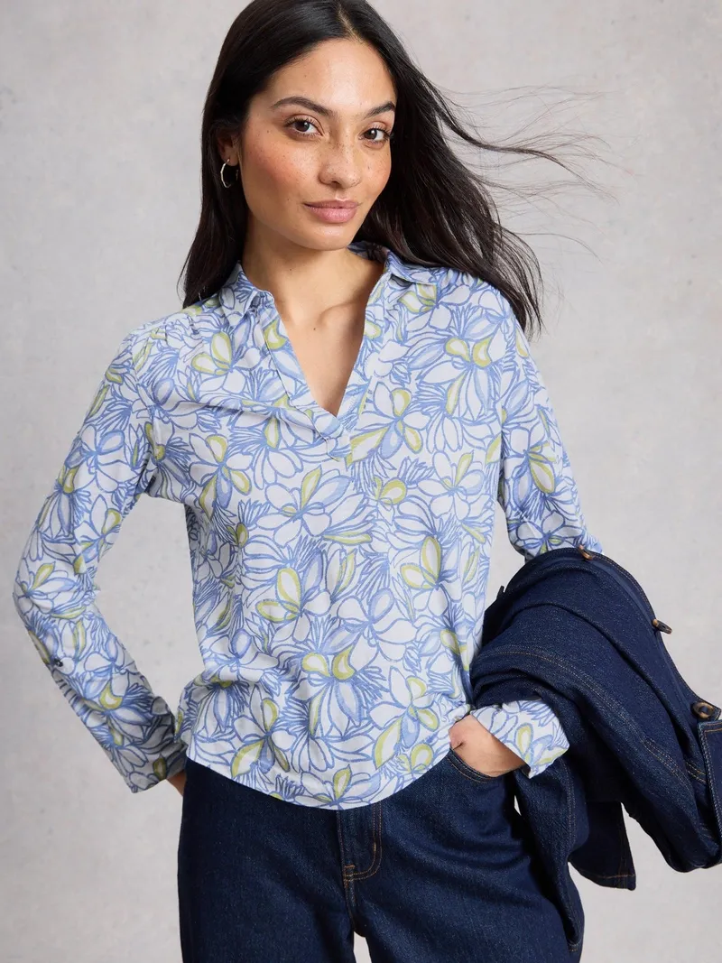White Stuff Jerseybluse Allie - 50, Weiß print, – Produktbild 2 von 4