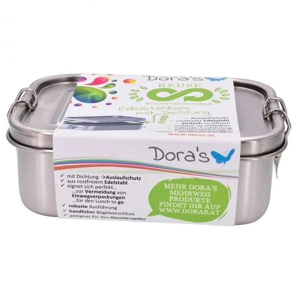 Dora's Dora's Dora’s Edelstahl-Lunchbox mit Bügelverschluss & Dichtung (0,75l) – 100% Auslaufsicher – Produktbild 1 von 3