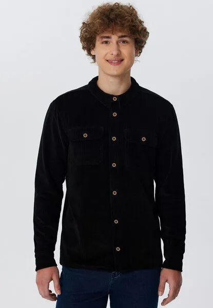 Leela Cotton Leela Cotton 9233-021 | Unisex Cordhemd, Schwarz, – Produktbild 1 von 6