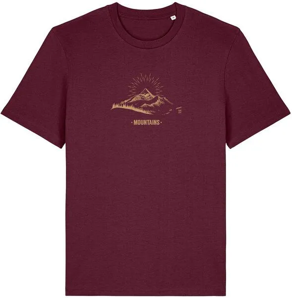 Kultgut Kultgut Artdesign- Biofair Shirt / Hand Drawn Mountains, Dunkelrot, – Produktbild 1 von 4