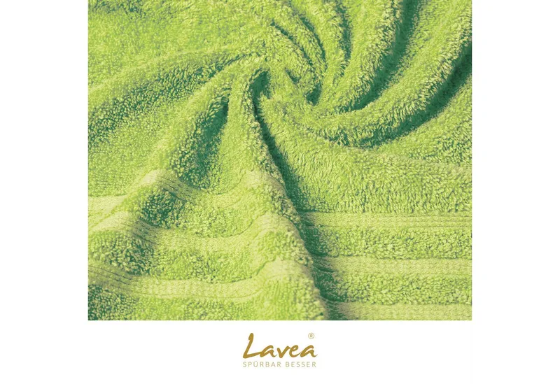 Lavea Handtücher Bali Handtuch 50x100 cm, Sporthandtuch, Fitness-Handtuch, Weiches Bio-Baumwollfrottee (1-St), pflegeleicht, GOTS-zertifiziert, extra saugstark mit 500g/m², Grün, – Produktbild 4 von 4