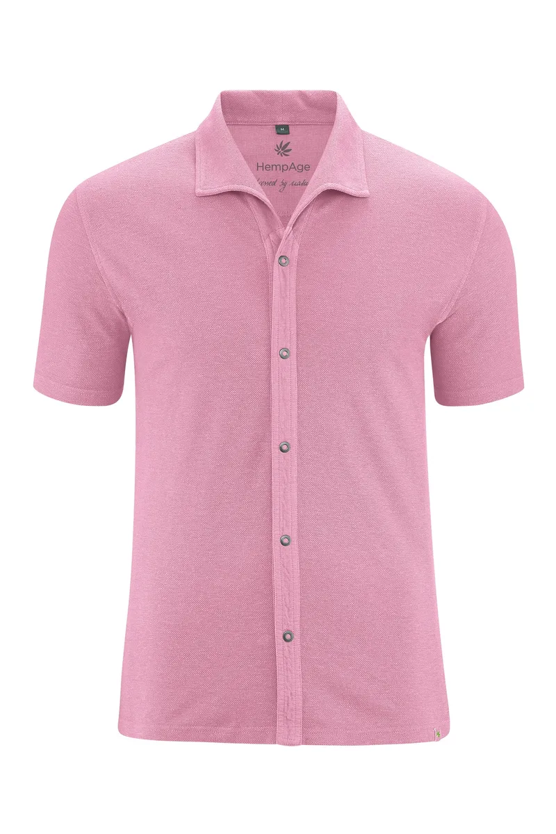 HempAge Hempage Herren vegan Jersey-Piqué Shirt In Rosa, Rosa, – Produktbild 1 von 1