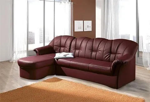 DOMO collection Ecksofa Papenburg, zeitlose Rückensteppung, elegante Formensprache, L-Form, in großer Farbvielfalt, wahlweise mit Bettfunktion, Rot, – Produktbild 5 von 5