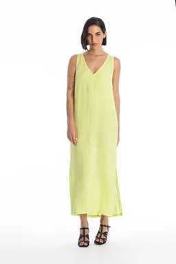 RAVENS VIEW IBIZA RAVENS VIEW IBIZA Damen vegan Leinenkleid Winona Kalkgelb – Produktbild 1 von 1