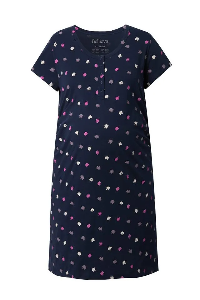 Ulla Popken Nachthemd Mama-Jerseykleid Raffung Halbarm, Grau, – Produktbild 3 von 4