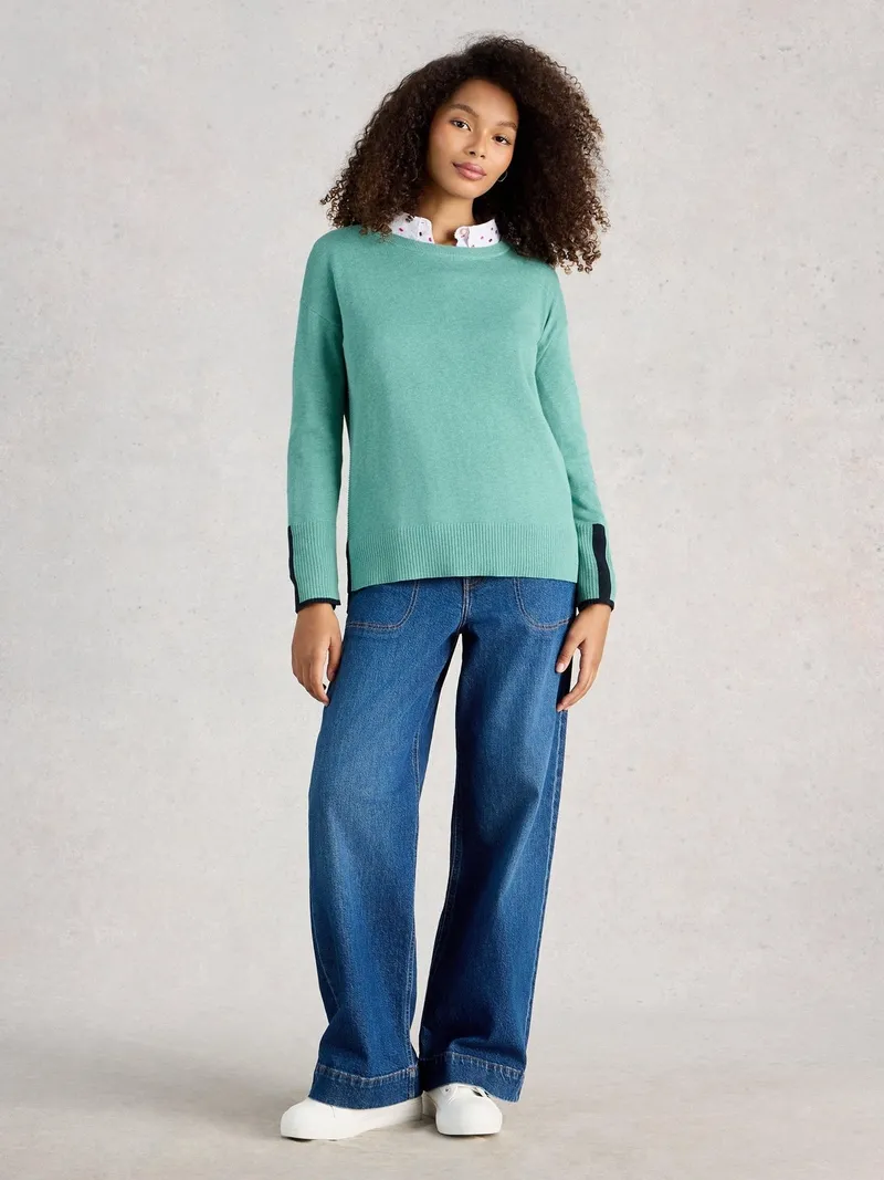 White Stuff Pullover Olive - 40, Mittelblaugrün, – Produktbild 2 von 4