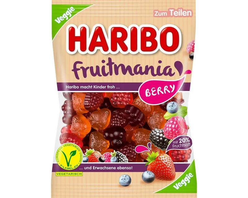 Haribo Haribo Süßigkeit, Haribo Fruitmania Berry mit Fruchtsaft und Beeren Veggie 160g – Produktbild 1 von 2