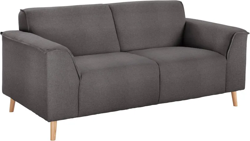 Home affaire 2-Sitzer Janek Scandic Design, elegant und zeitlos, mit Federkern und Keder in scandinavischem Design, Schwarz, – Produktbild 3 von 5