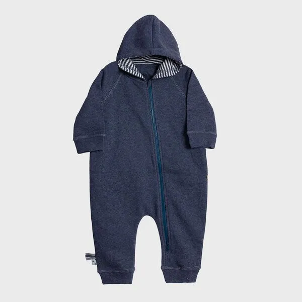 OrganicEra Baby Unisex Jumpsuit mit Reißverschluss 'OrganicEra' aus Bio-Baumwolle, Indigo melange (blau), – Produktbild 4 von 4