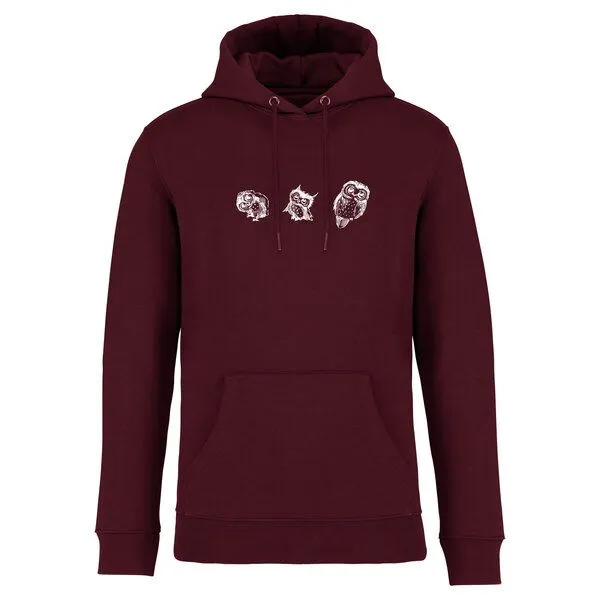 Greenspired Greenspired Basic Bio Unisex Hoody Nr. 4 Three Owls 350g/m² XXS - 3 XL, Dunkelrot, – Produktbild 1 von 1