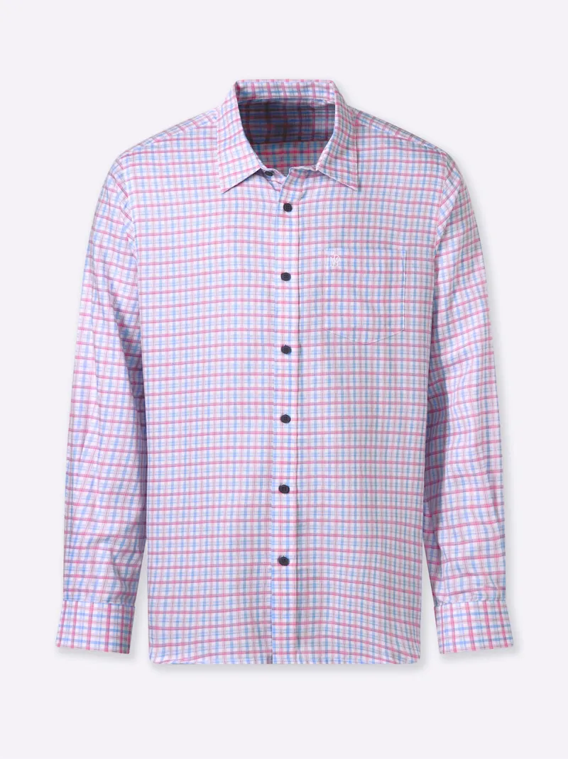 marco donati Langarmhemd, Himmelblau-fuchsia-kariert, – Produktbild 1 von 2