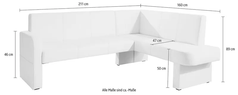 Home affaire Eckbank Umag, 210 x 60 cm, Schwarz, – Produktbild 2 von 8