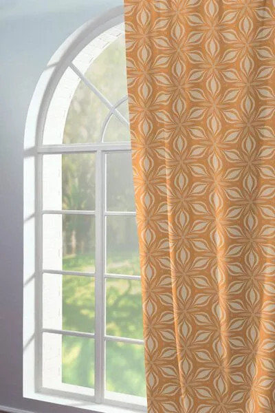 Nature by Adam Nature by Adam Vorhang aus 100% Bio-Baumwolle - Made in Germany - Retro Floret, Curry, – Produktbild 4 von 7