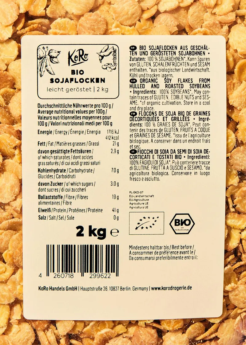 KoRo Bio Sojaflocken 2 kg – Produktbild 3 von 5