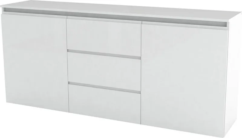 Home affaire Sideboard Magic, Kommode, Schrank, Stauraumschrank, mit 2 Türen und 3 Schubkästen Hochglanz lackiert (B/T/H) 180x40x81 cm, Weiß, – Produktbild 2 von 5