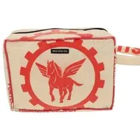 MoreThanHip MoreThanHip Kulturbeutel aus recyceltem Zement- oder Fischfuttersack - Yindee, Creme/rot - pegasus, – Produktbild 1 von 1
