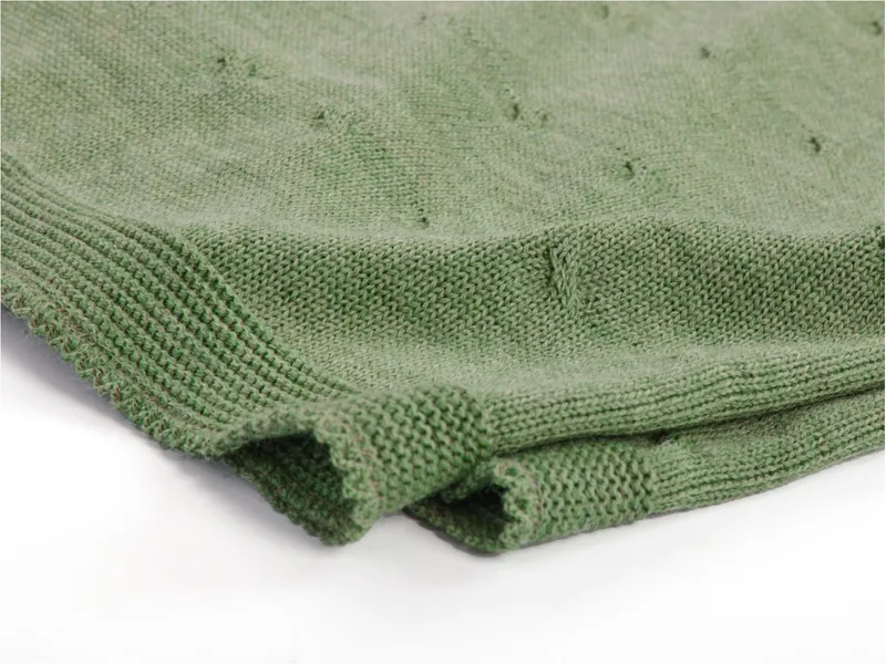 Reiff Strickwaren Babydecke Bio-Merinowolle Twist salbei Maße 80 x 80 cm, Grün, – Produktbild 2 von 2