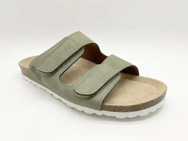 thies Vegane "thies ® Eco Bio Velcro Sandale" fair produziert mit Kork-Tieffussbett, Emerald (grün), – Produktbild 2 von 3