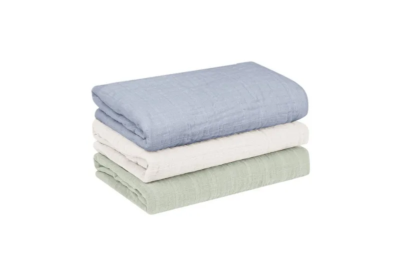 furora BABY furora BABY Spucktuch Baby Mulltücher Sets (Bio-Musselin: super soft) 80x80cm oder 25x25cm, Sehr weich, Blau|grün, – Produktbild 1 von 5