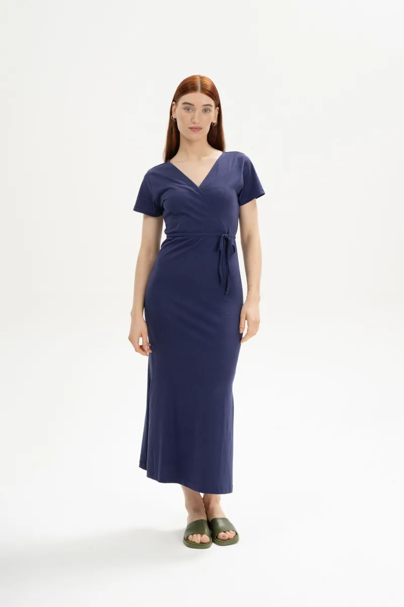 MELA MELA Damen vegan Kleid V-Ausschnitt Shreoshi Sommernacht Lila, Dunkelviolett, – Produktbild 2 von 2