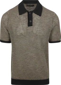 Marc O'Polo Marc O'Polo Strick Poloshirt Streifen Schwarz Beige - Größe XL – Produktbild 1 von 1