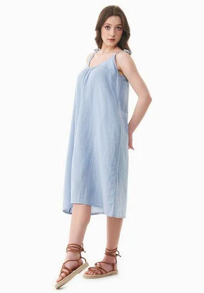 ORGANICATION ORGANICATION Musselin Kleid aus Bio-Baumwolle, Blau(ice blue), – Produktbild 3 von 4