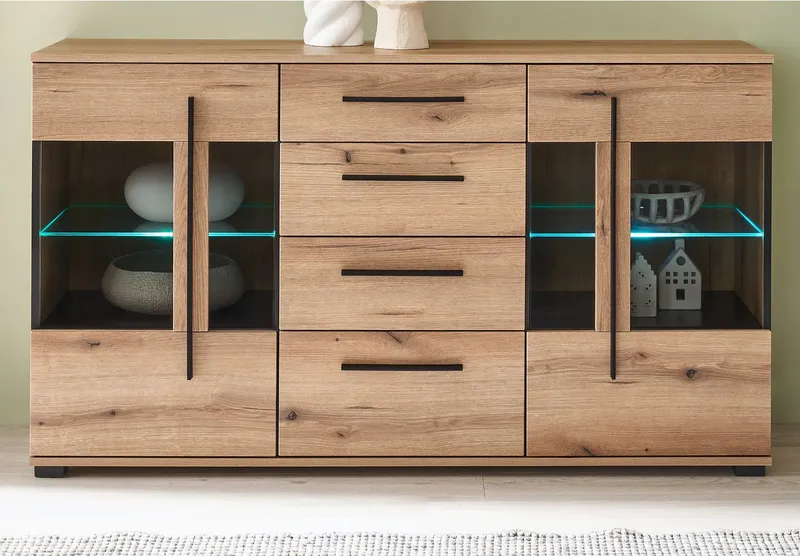 Furn.Design Sideboard Design-D (Kommode in Evoke Eiche Dekor, 150 x 86 cm), mit Soft-Close-Funktion, Beige, – Produktbild 3 von 5