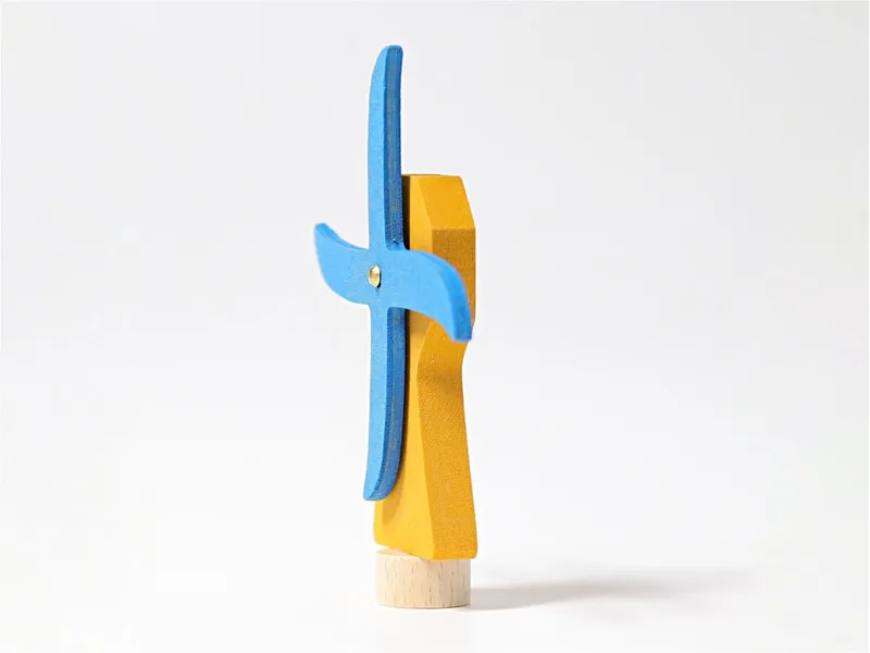 Grimms Grimms Windmühle Steckfigur aus Lindenholz, bunt lasiert Höhe 10 cm, Gelb, blau, mehrfarbig, – Produktbild 2 von 2