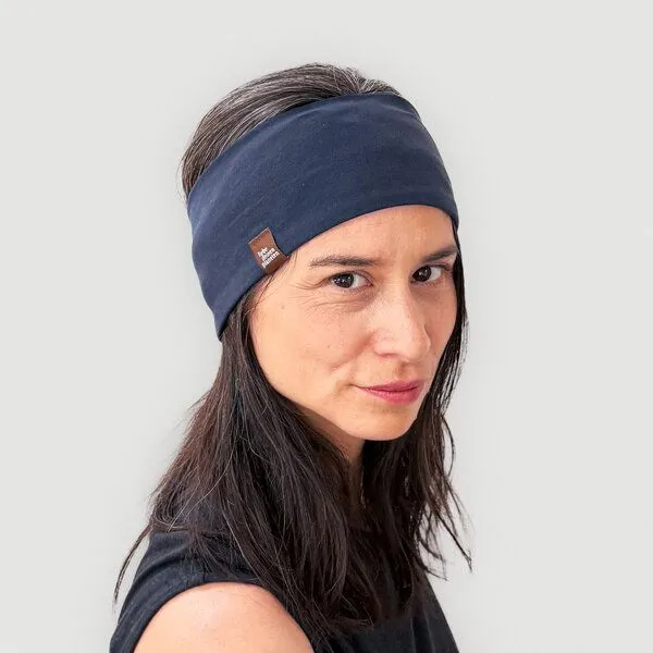 Liebe Deinen Planeten Liebe Deinen Planeten Bio Stirnband Basic - elastischer Baumwoll Jersey in vielen Farben, Navy, – Produktbild 1 von 4