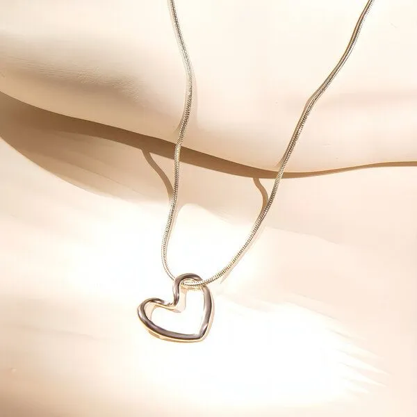 ELEKTROPULLI ELEKTROPULLI Herz Kette 1mm Längen: 45 cm / 55 cm / 65 cm, Silber kette mit silber herz, – Produktbild 2 von 5