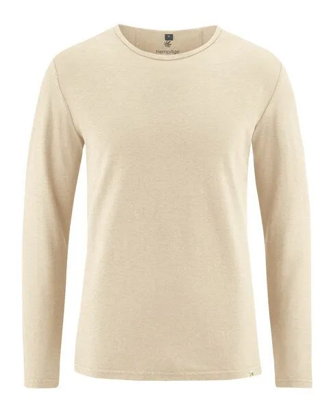 HempAge HempAge Klassisches Langarmshirt Hanf/Biobaumwolle, Gobi(beige), – Produktbild 1 von 4