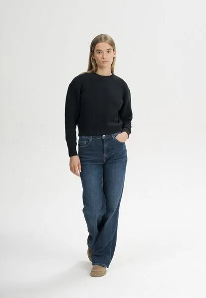 MELA MELA Strukturierter Strickpullover SURIYA aus 100% Bio-Baumwolle, Schwarz, – Produktbild 3 von 4