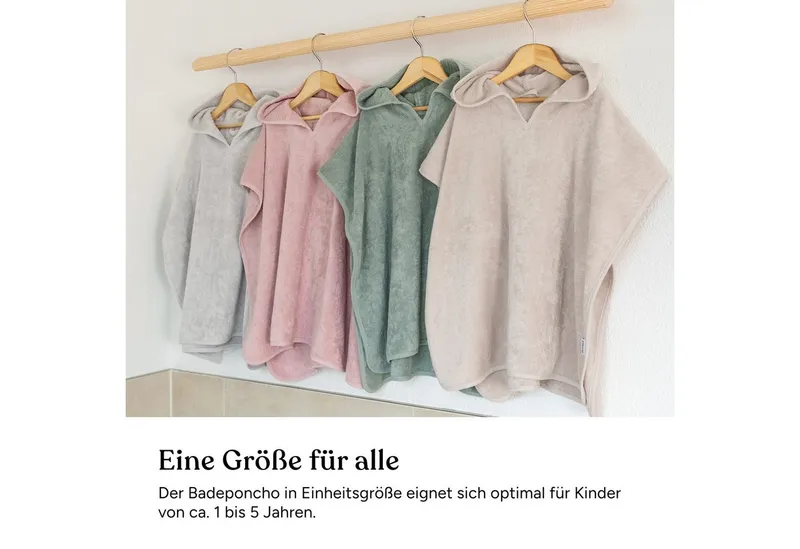 Ehrenkind Badeponcho Bio-Baumwoll Kinder 1-5 Jahre, Badeponcho Kinder, Kapuze, Standard 100 by OEKO-TEX, Bio-Baumwolle, Badeponcho Baby, Beige, – Produktbild 2 von 5