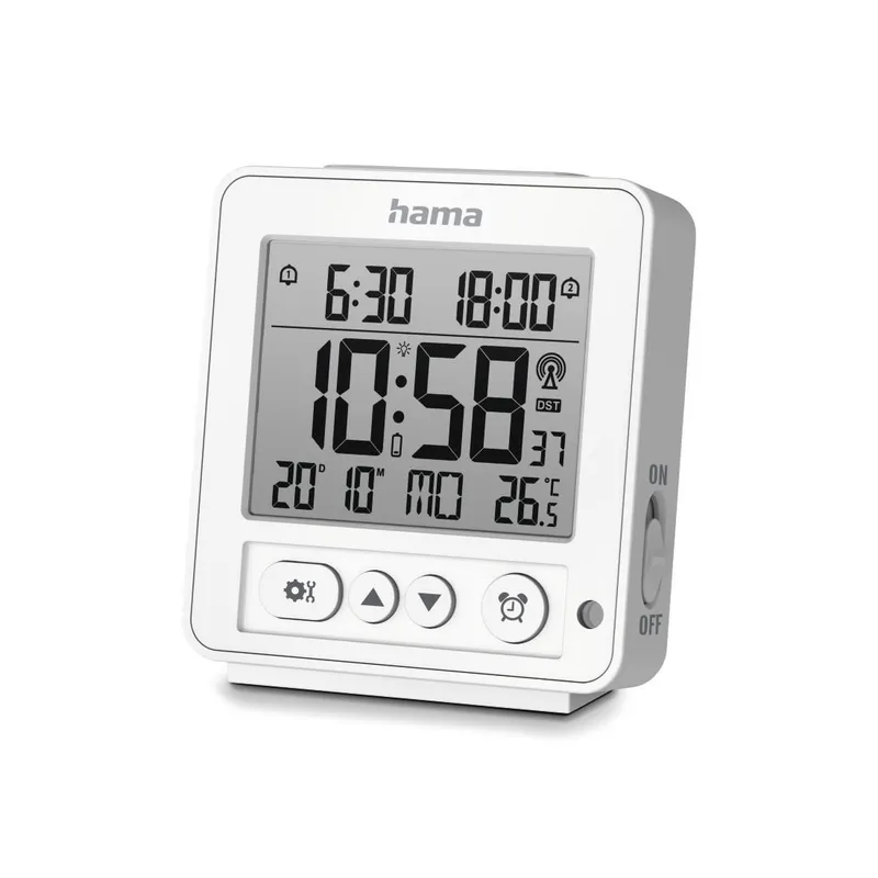 Hama Hama Digitaler Funkwecker "Rhodos", LCD, Weiß, – Produktbild 3 von 3