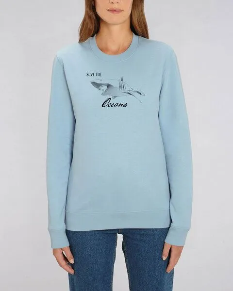 Human Family Human Family Bio Unisex Rundhals-Sweatshirt - "Switch - Save Oceans" in 3 Farben, Hellblau, – Produktbild 1 von 4