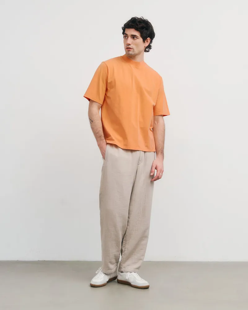 Rotholz Rotholz Herren vegan T-Shirt Breiter Kragen Faded Orange, Hell orange, – Produktbild 1 von 2