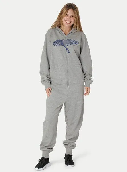 Peaces.bio - handbedruckte Biomode Peaces.bio - handbedruckte Biomode Jumpsuit Sperber Damen, Hellgrau, – Produktbild 1 von 2