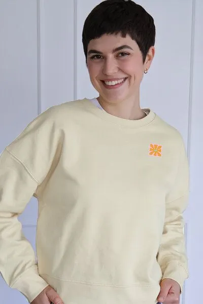 Kultgut Kultgut Artdesign - Goodness Pulloversweater im Boxistyle / Little Flower, Hellgelb, – Produktbild 2 von 4