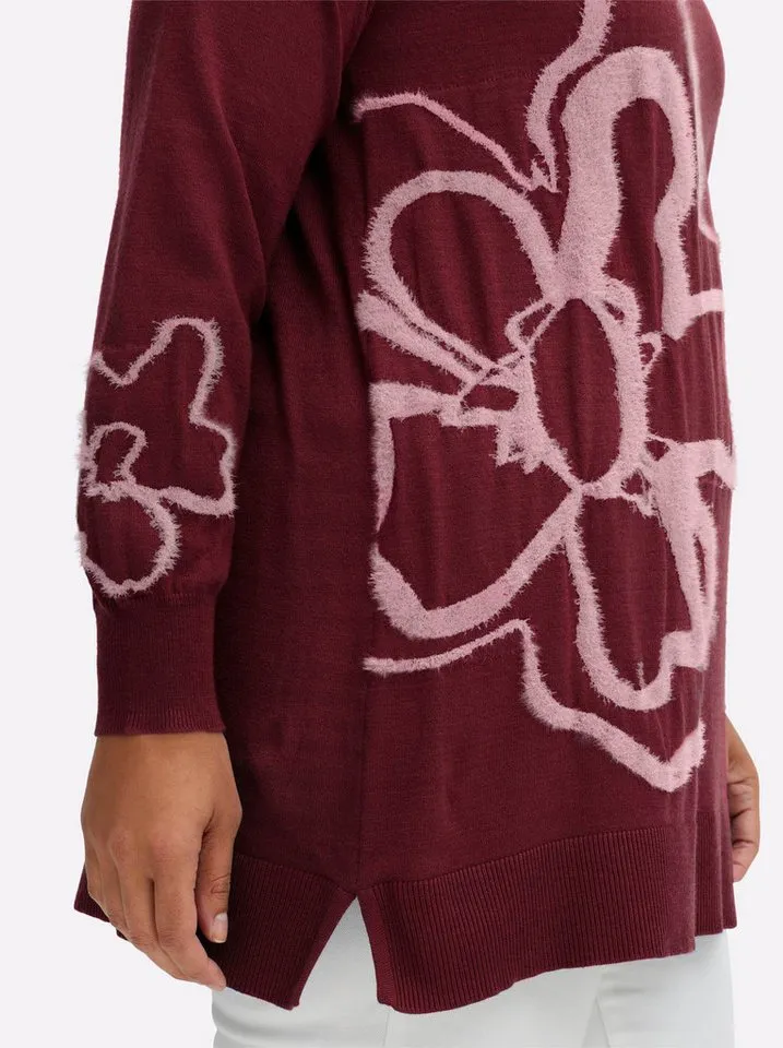 sheego sheego Strickpullover Pullover Langarm Intarsien, Rot, – Produktbild 4 von 4