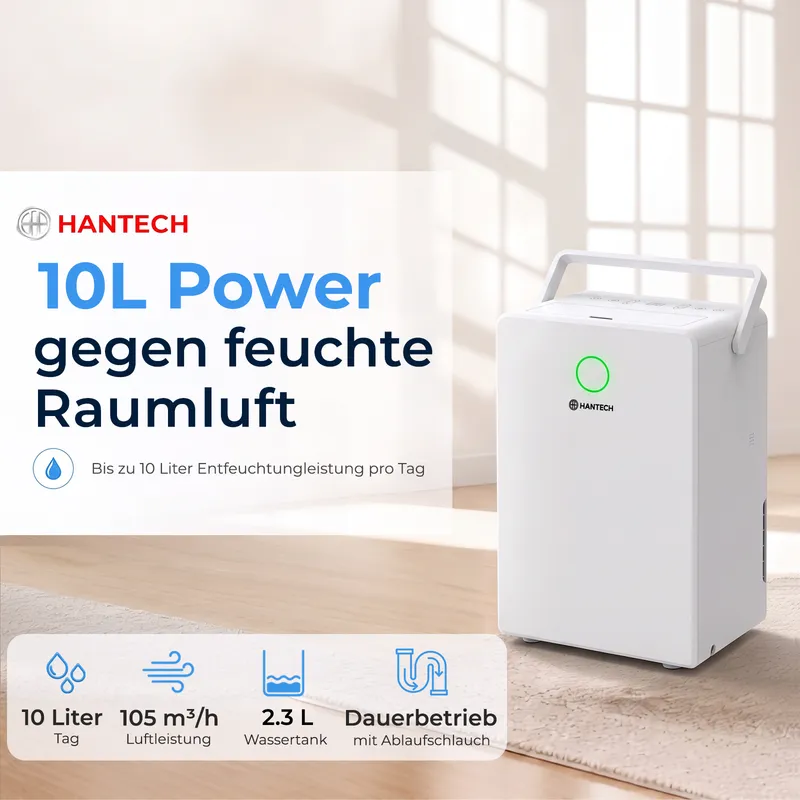 HANTECH HANTECH Luftentfeuchter 10L Elektrisch mit Automatischer Abtau-Funktion & Smart Sensor – Produktbild 2 von 8